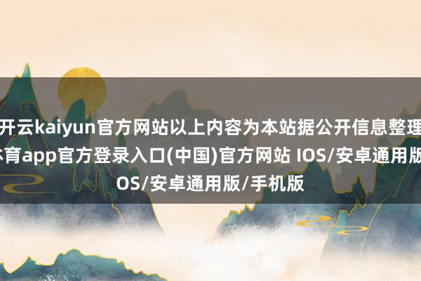 开云kaiyun官方网站以上内容为本站据公开信息整理-kai云体育app官方登录入口(中国)官方网站 IOS/安卓通用版/手机版